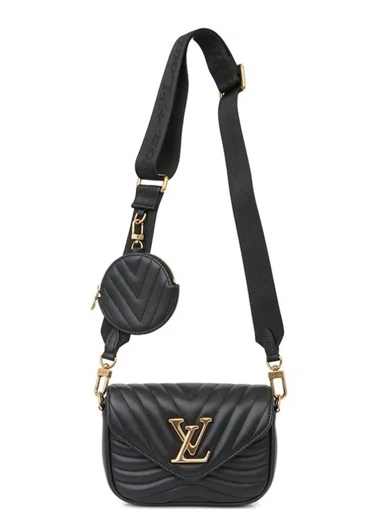 Louis Vuitton Handbags - Louis Vuitton Black Multi Pouchette New Wave Crossbody with Gold LV Hardware